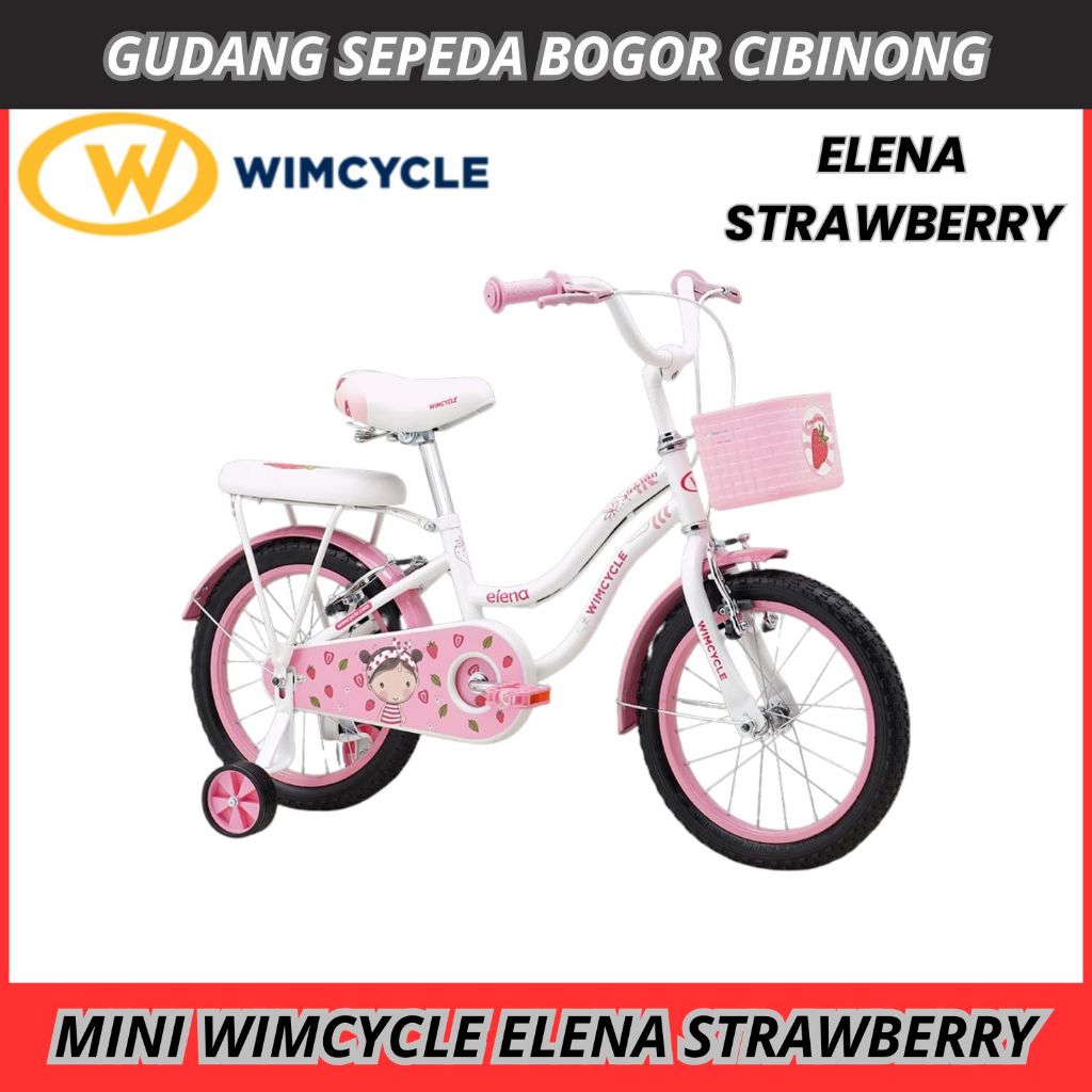 Sepeda Anak Perempuan 16 Mini Wimcycle Elena STRAWBERRY