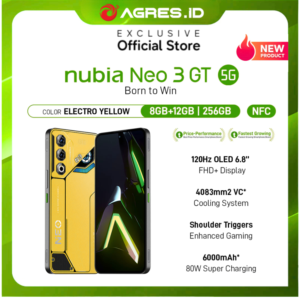 HP Gaming nubia Neo 3 GT 5G RAM 20 GB (8 +12 GB) + ROM 256 GB 6000mAH Super Fast Charging 80W