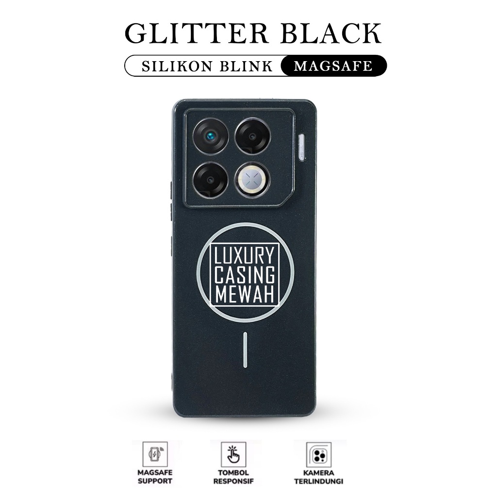 Futuremade Case Magsafe Black Glitter Glosy for Infinix GT 20 Pro Infinix GT 10 Pro - Case Magnetic 