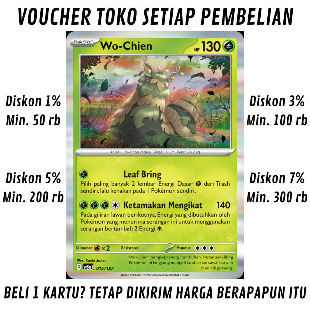 [2318] Kartu Pokemon TCG Bahasa Indonesia KONDISI NM (NEAR MINT) Wo-Chien High Class Booster Pack "F