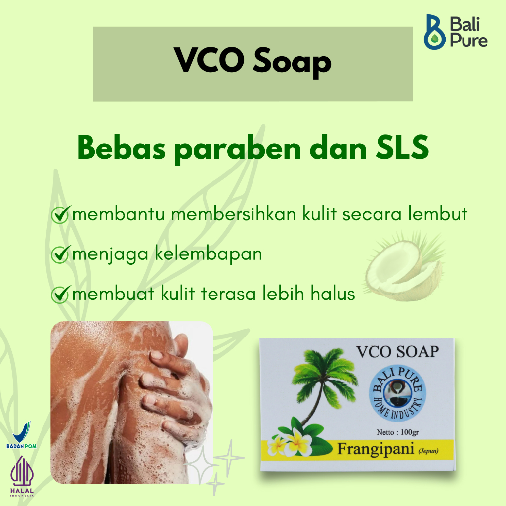 Bali Pure VCO Soap (Sabun) 100gr Rahasia Perawatan Kulit Halus, Cerah dan Wangi Alami BPOM