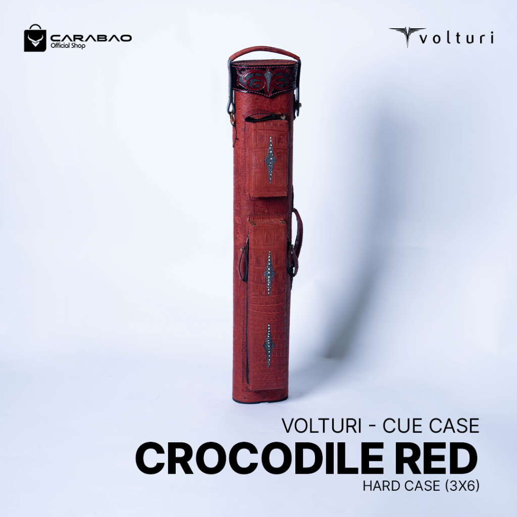 Volturi Crocodile Red Cue Case (3x6) - Cue Case Billiard