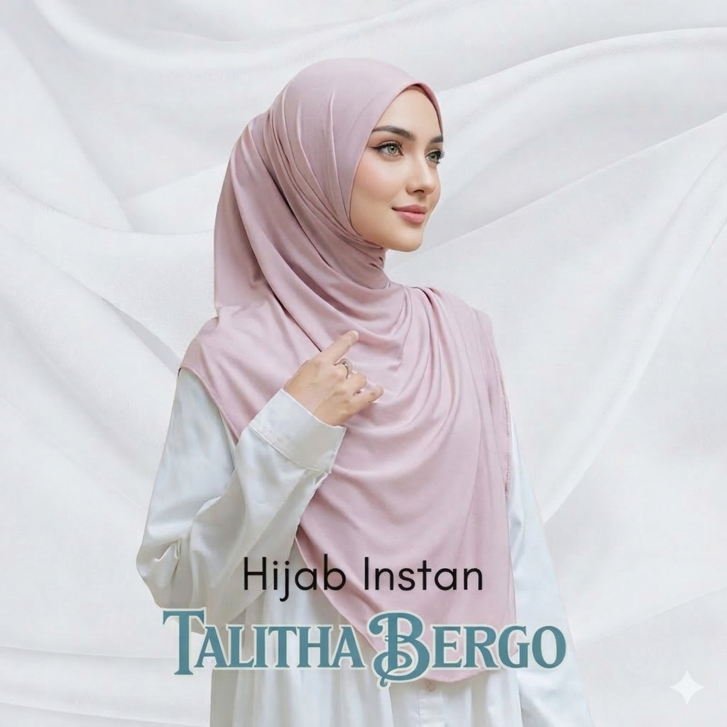 Afika Dewi - Bergo Thalita Hijab Instan Oval Syar’i Spandex Lycra Adem Simple Elegan Malay Look + Fr