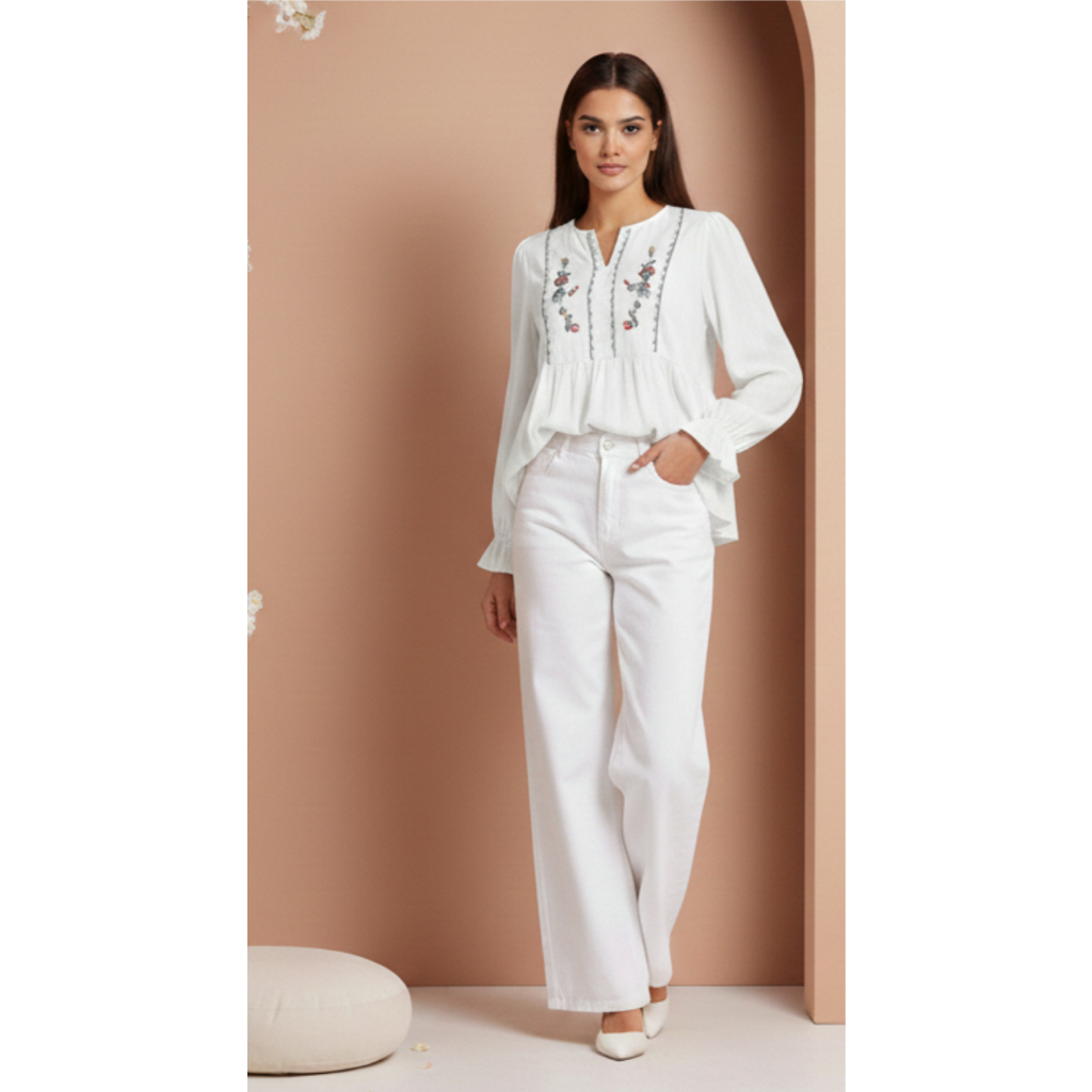 CELANA CULLOTES WANITA - CULLOTES WHITE DENIM (SKU 25912)