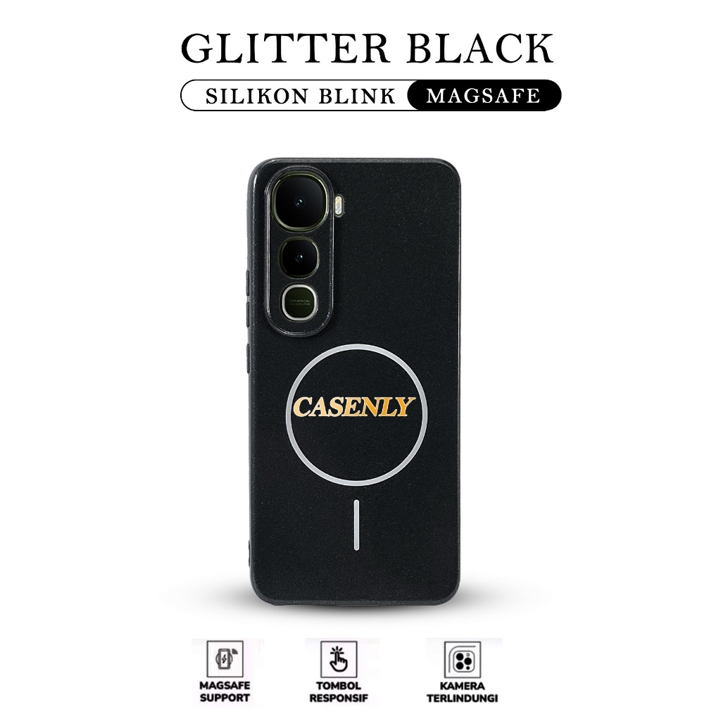 Casenly Case Magsafe Black Glitter Magnetic Wireless Case for Vivo Y400 Vivo Y100 - MAG12