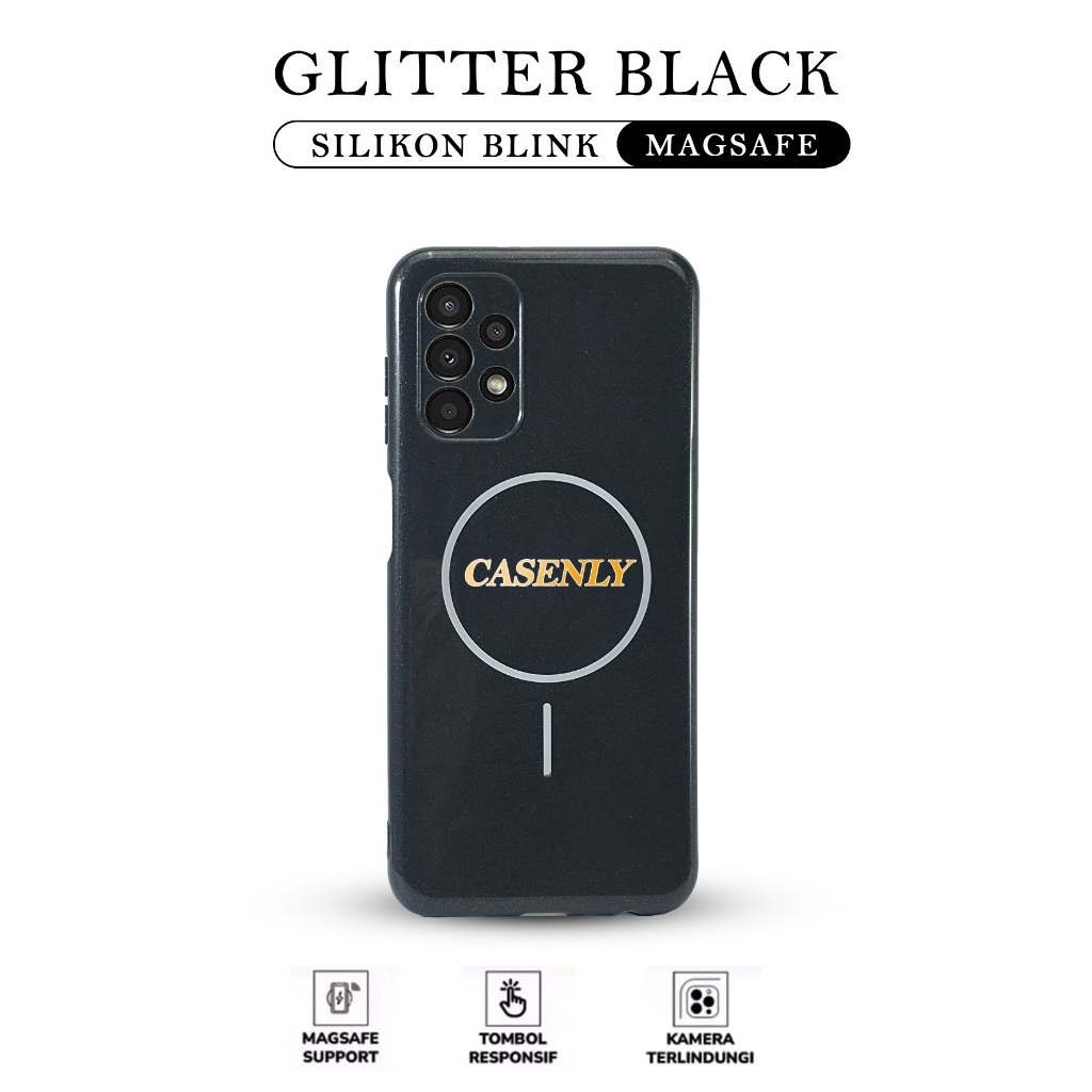 Casenly Case Magsafe Black Glitter Magnetic Wireless Case for Samsung A23 Samsung A24 Samsung A25 Sa