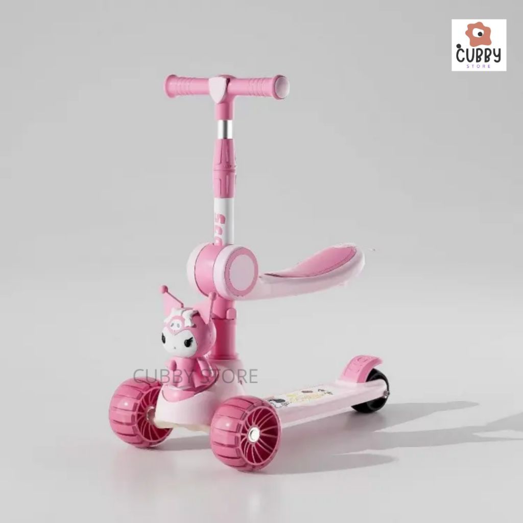 Skuter Anak Roda 3 Ada Dudukan + Lampu dan Music | Scooter Otoped Anak Ready