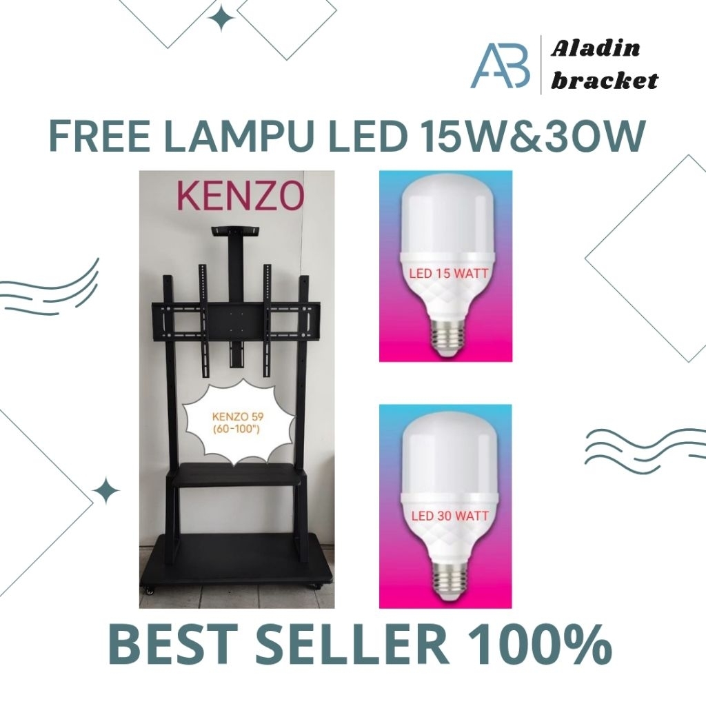 Bracket TV STAND KENZO KZ59 Stand + BONUS 2 LAMPU LED 15+30 watt