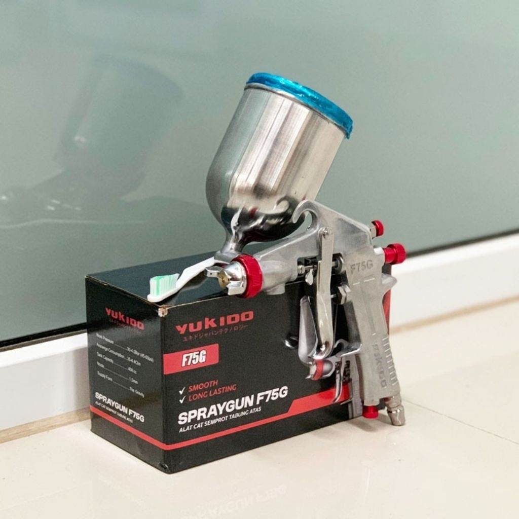 Yukido spray gun F75G tabung atas 400cc JAPAN QUALITY / Spray gun tabung atas