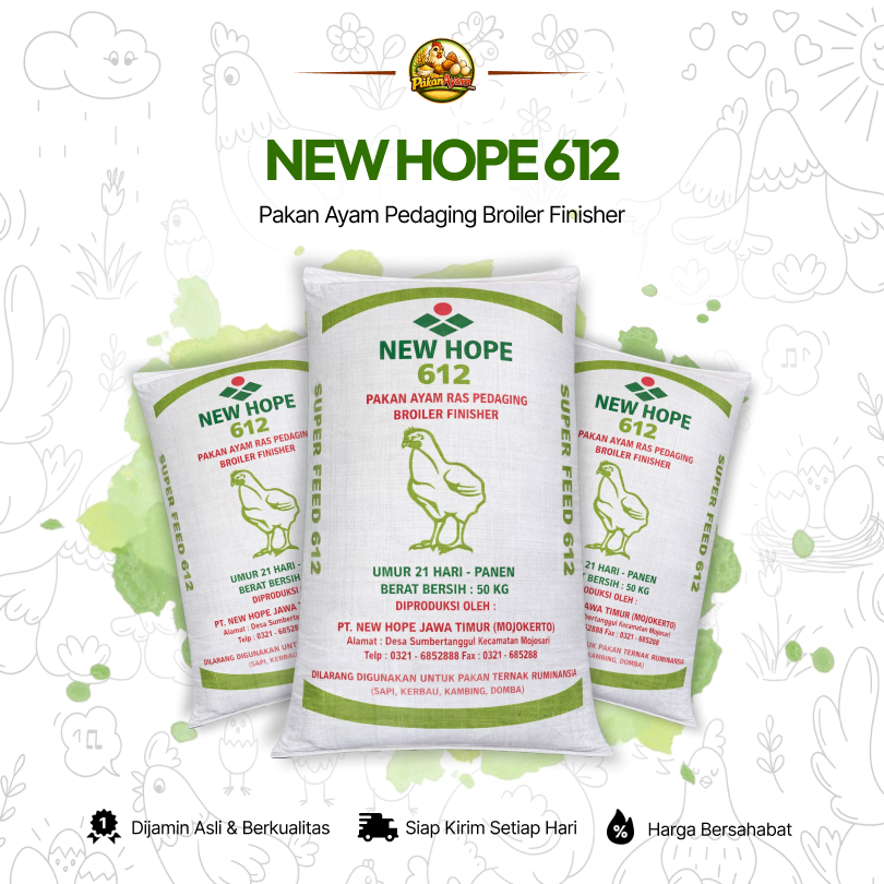New Hope 612 - Pakan Ayam Ras Pedaging (Broiler) – Masa Akhir (Finisher) | 20KG-50KG | PakanAyamCom
