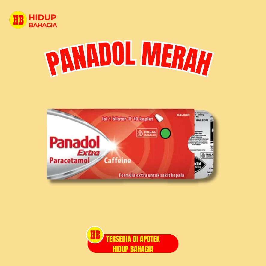 Panadol Extra Kapsul 10 Tablet - Merah, Pereda Nyeri & Demam dengan Paracetamol dan Kafein