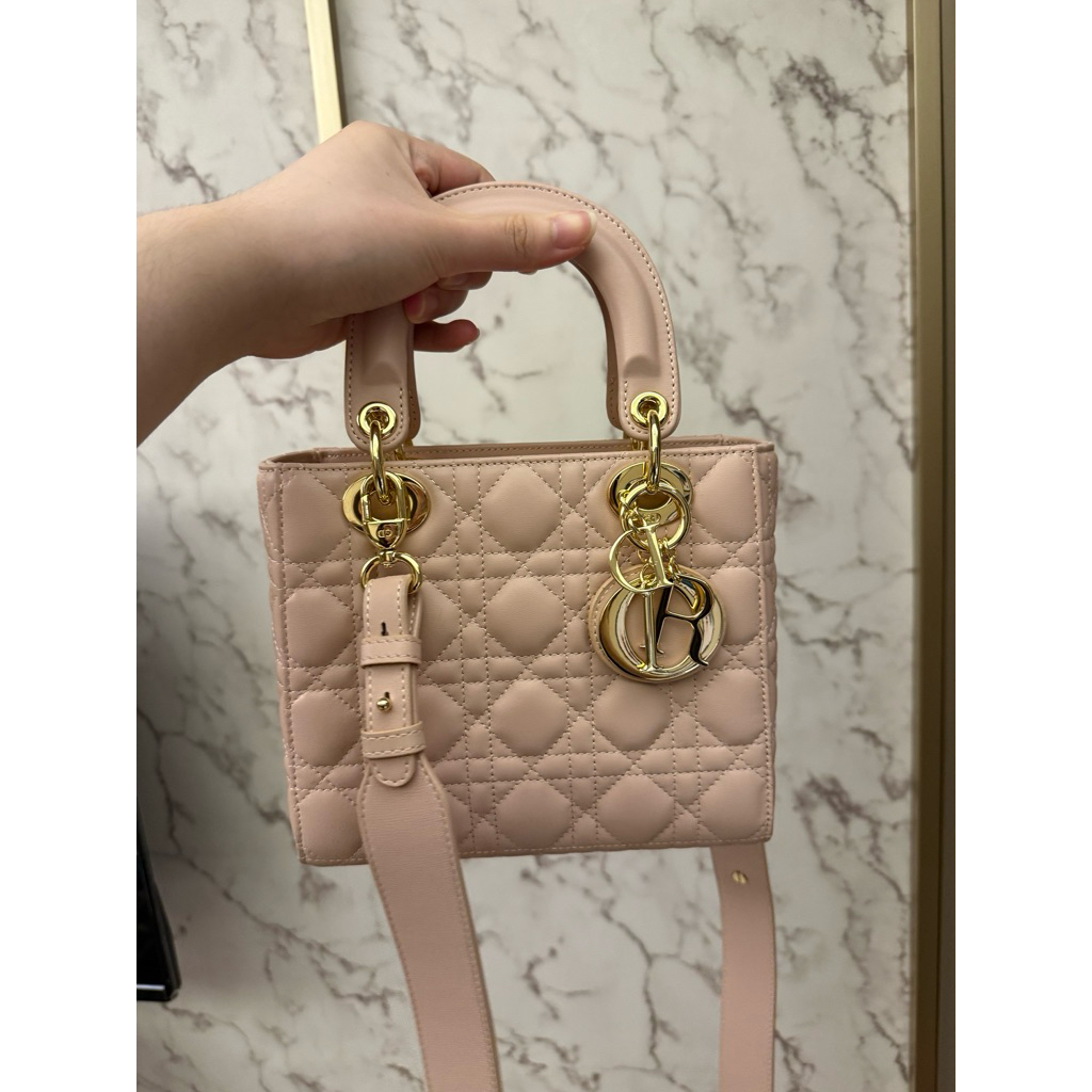 preloved lady dior small soft pink ghw gold hardware calfskin real leather kulas