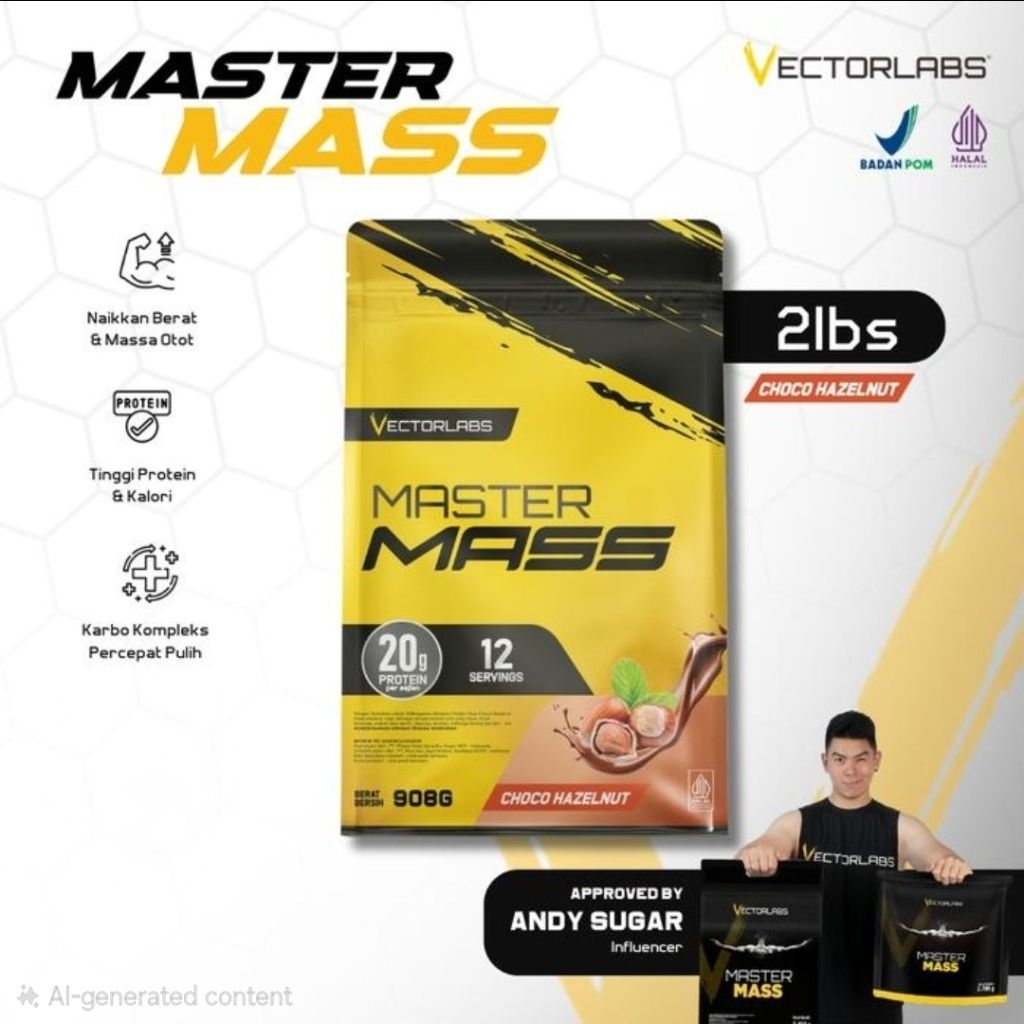 vectorlabs mastermass master mass 2lbs 2lb mass gainer susu fitness tinggi protein dan kalori untuk 