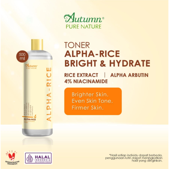 AUTUMN Alpha Rice Bright Hydrate Toner 100ml / 500ml / Toner with Alpha Arbutin Niacinamide Pantheno