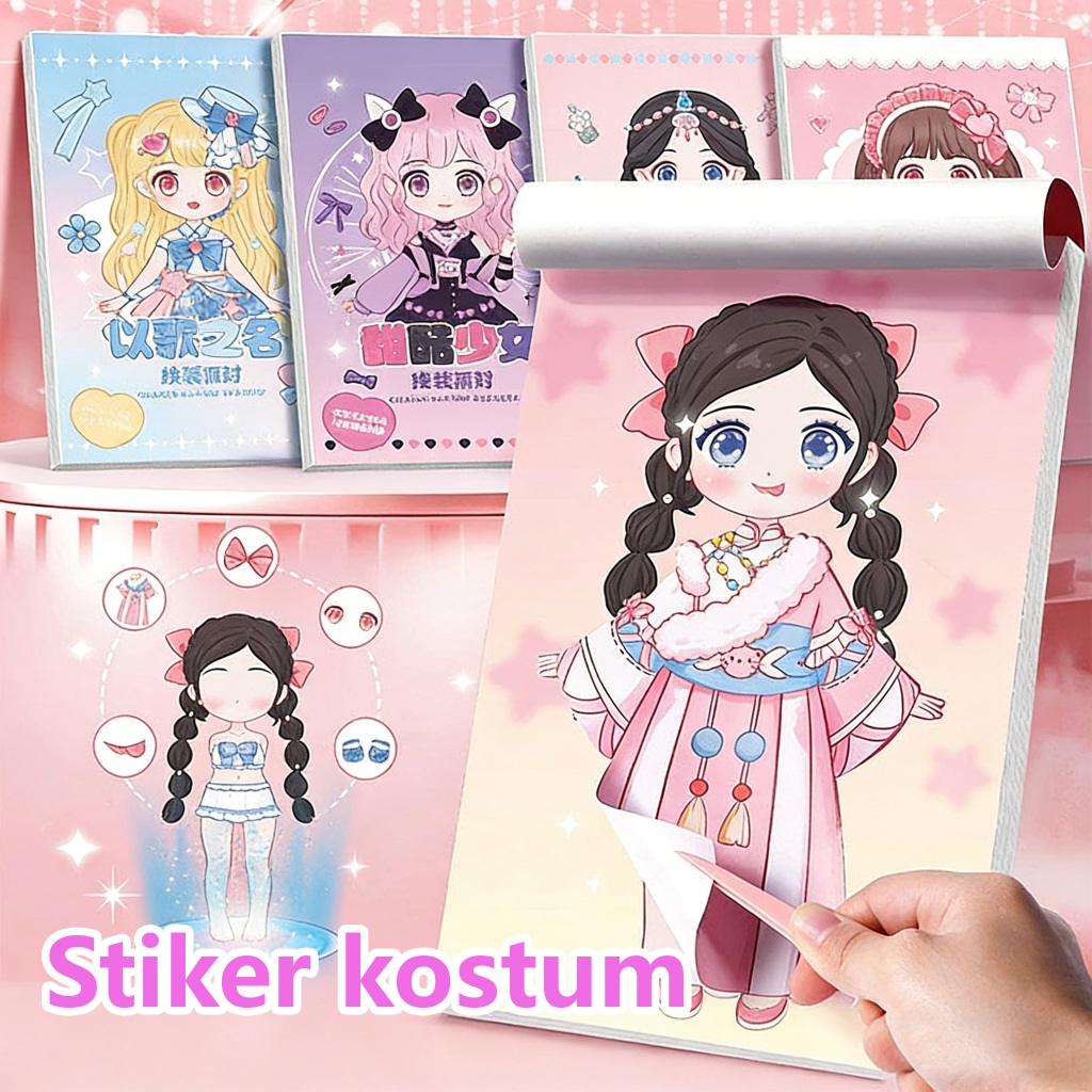 [COD]  Buku Stiker DIY Ganti Baju Stiker / DIY Buku Stiker Change Makeup Ketrampilan Dekorasi/Stiker