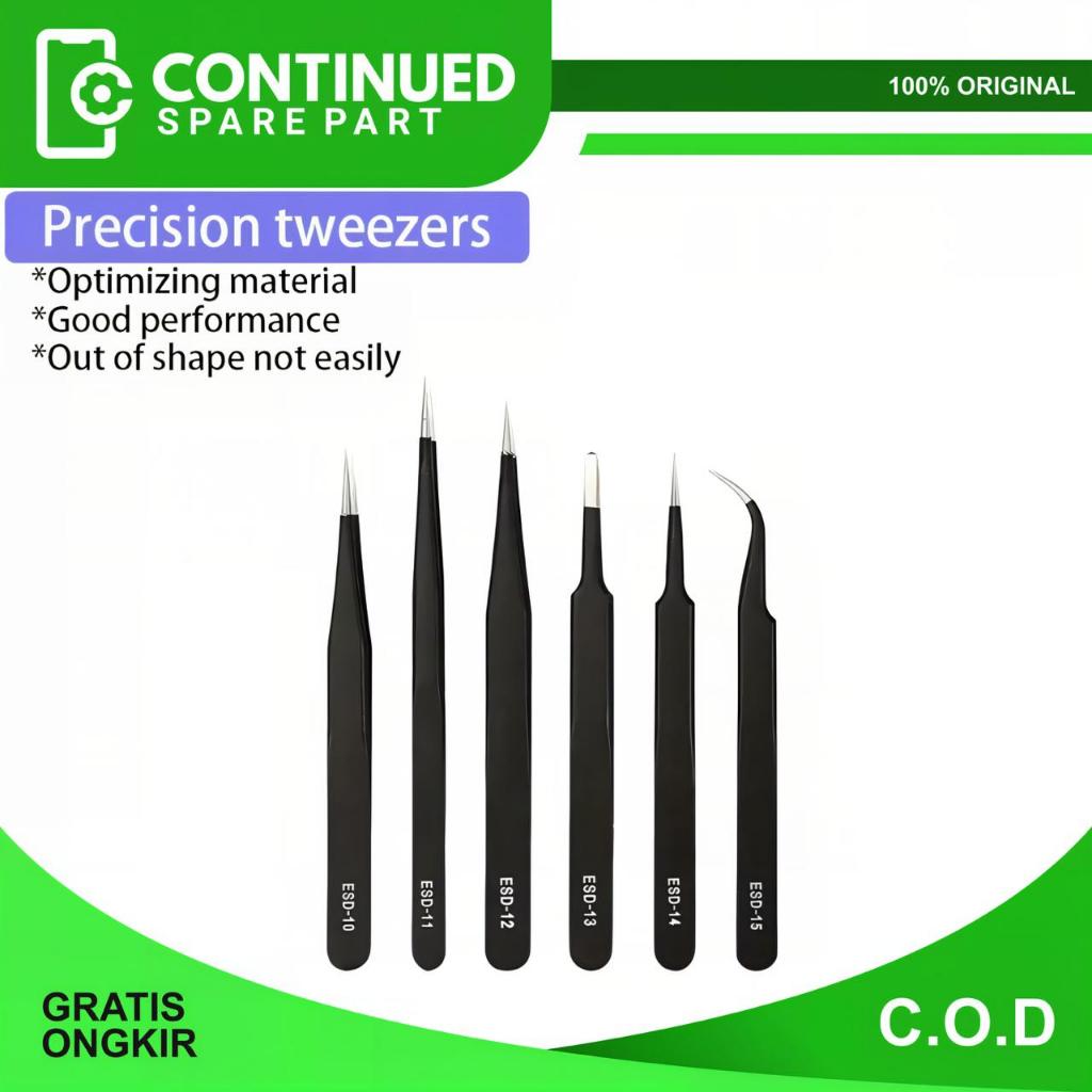 Pinset Stainless Stell ESD Tweezers 6 Set - 3 Set - 14 Anti Static Serbaguna