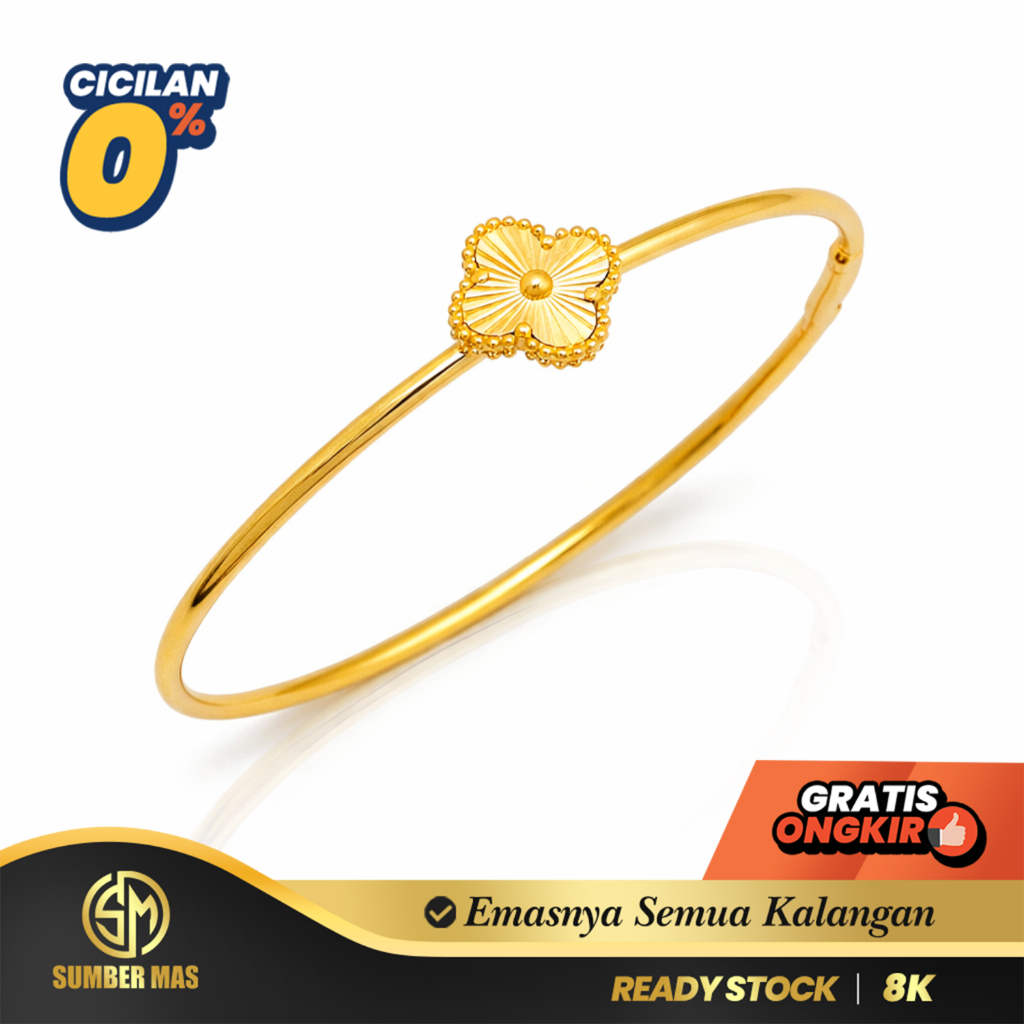 GELANG KOLONG EMAS ALHAMBRA FASHION 8K - SUMBER MAS