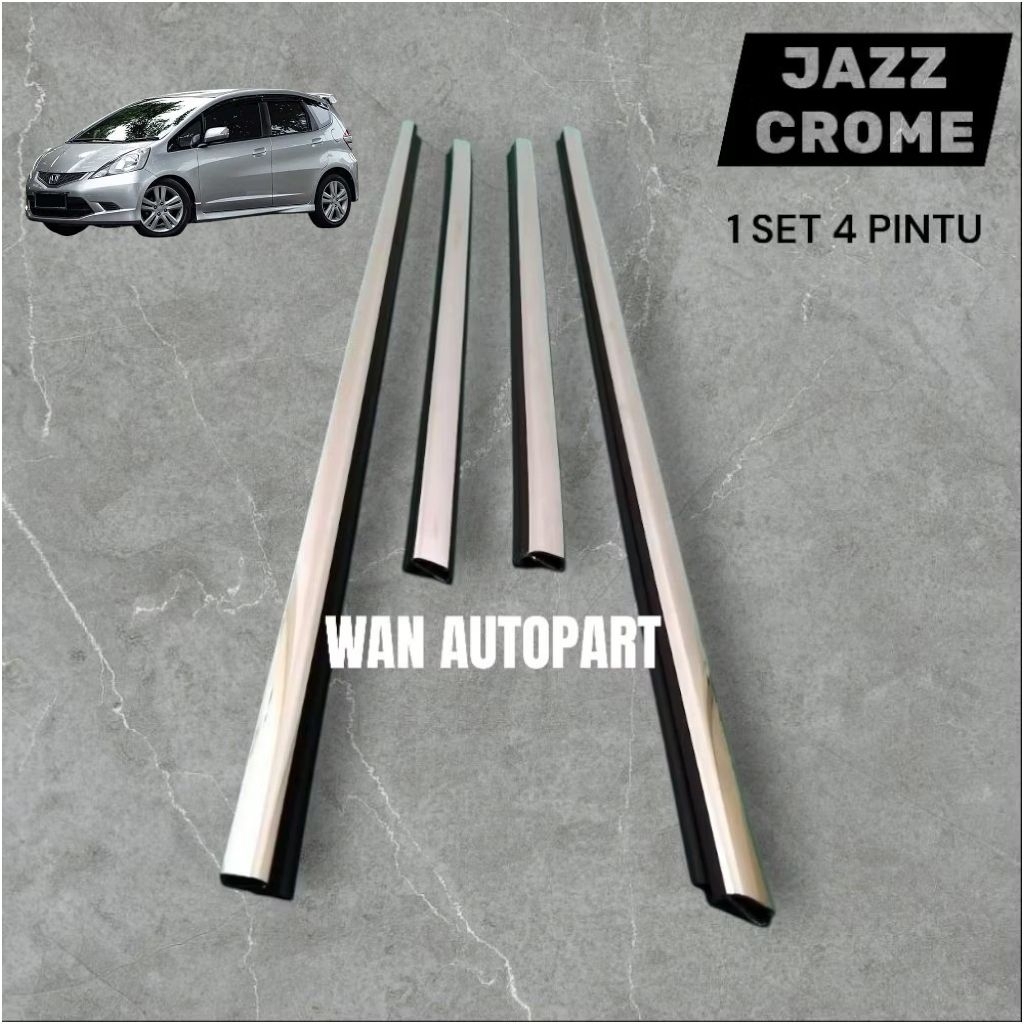 WEATHER STRIP KARET LIST KACA PINTU PELIPIT LUAR MOBIL HONDA JAZZ CROME