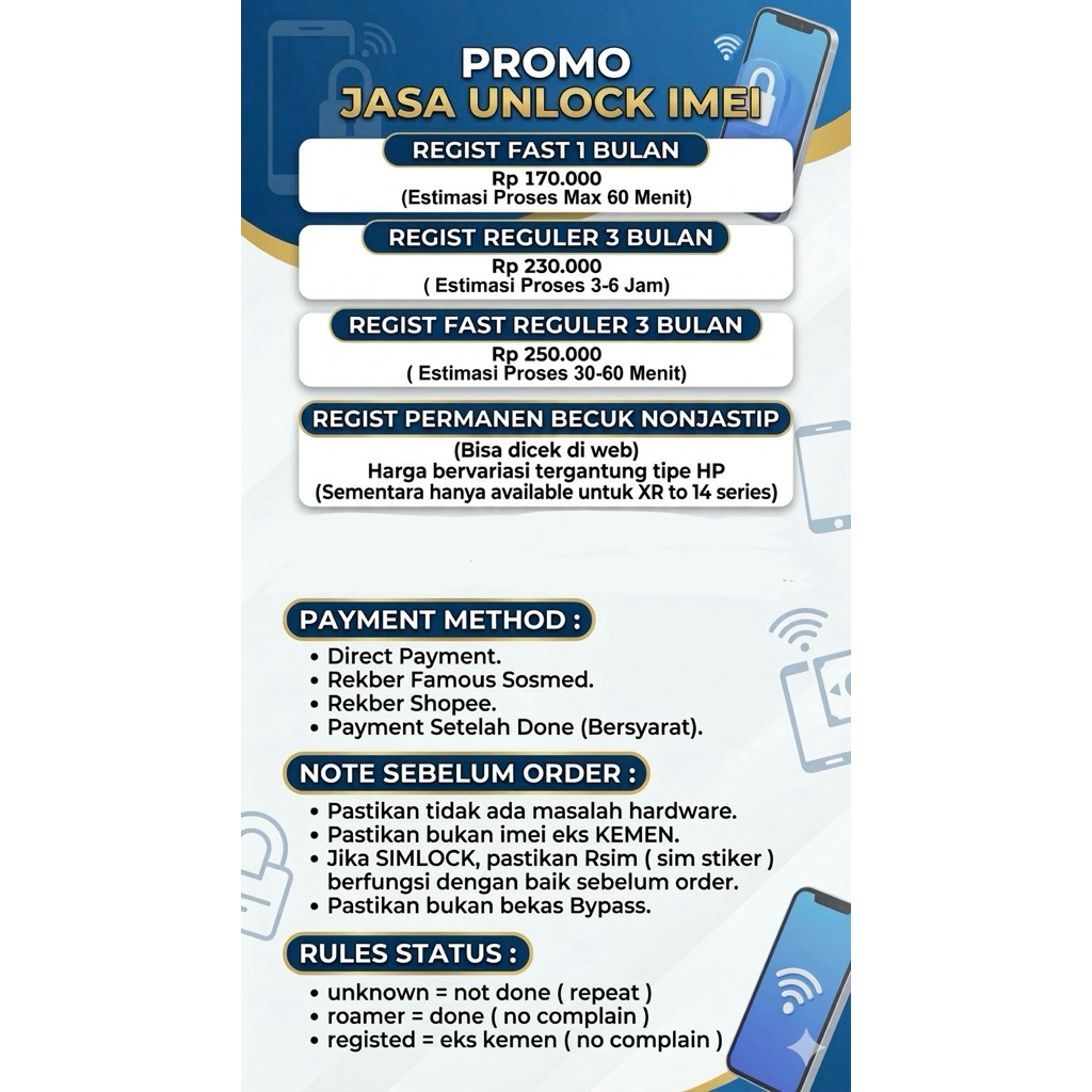 Jasa Regist/Unlock meimei iPhone