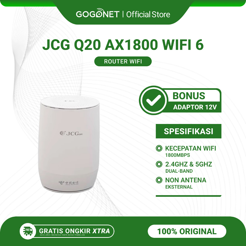JCG Q20 AX1800 Wireless Router WiFi Dual-Band 2.4GHz & 5.8GHz Bekas Original Bonus Adaptor