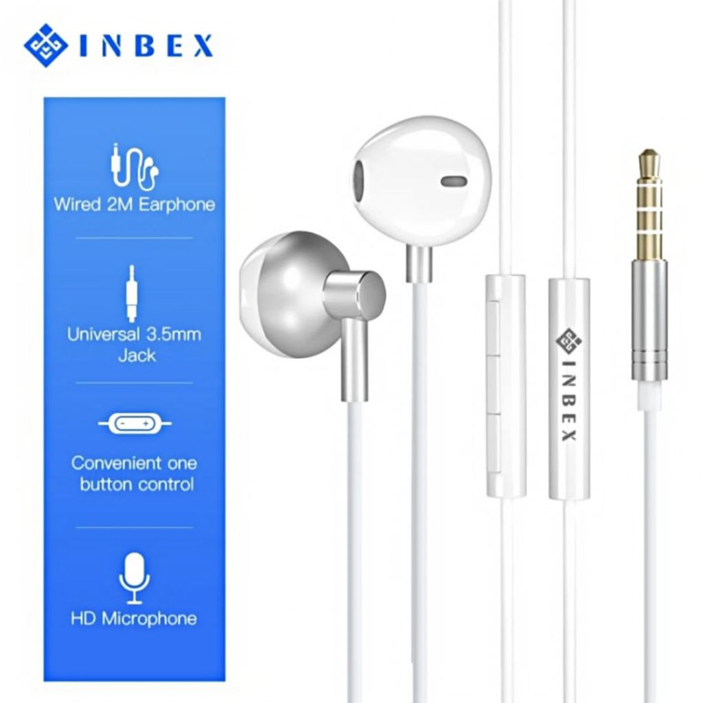 INBEX Wired Headset In-Ear Earphone Headphone With Mic 2m