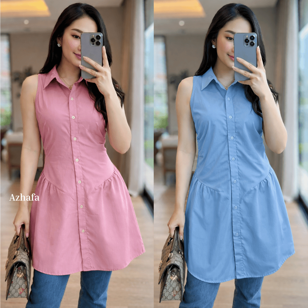 Lena Dres mini dress fit body berkerah katun twis elegan menarik casual