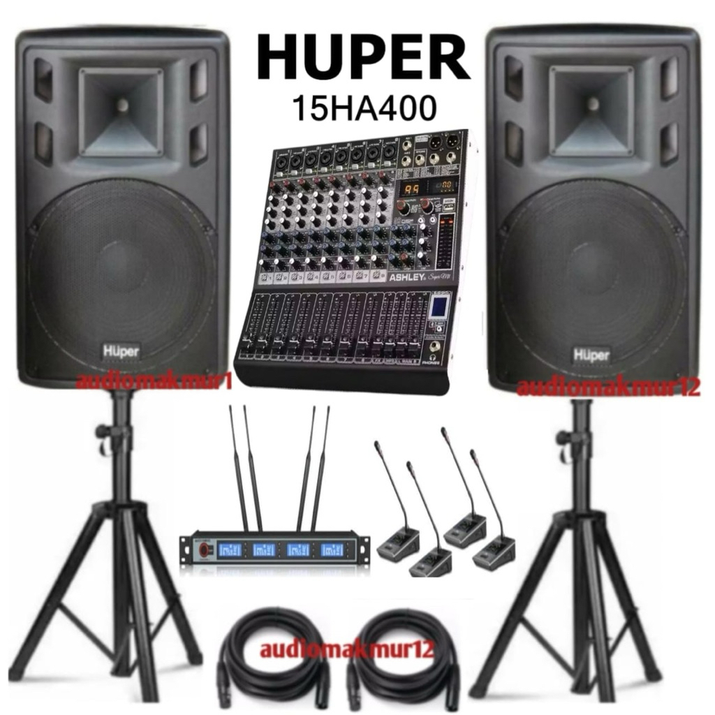 Paket Sound System Aktif Huper HA400 Original Speaker Aktif 15inch Huper HA 400 Garansi Resmi 1 Tahu