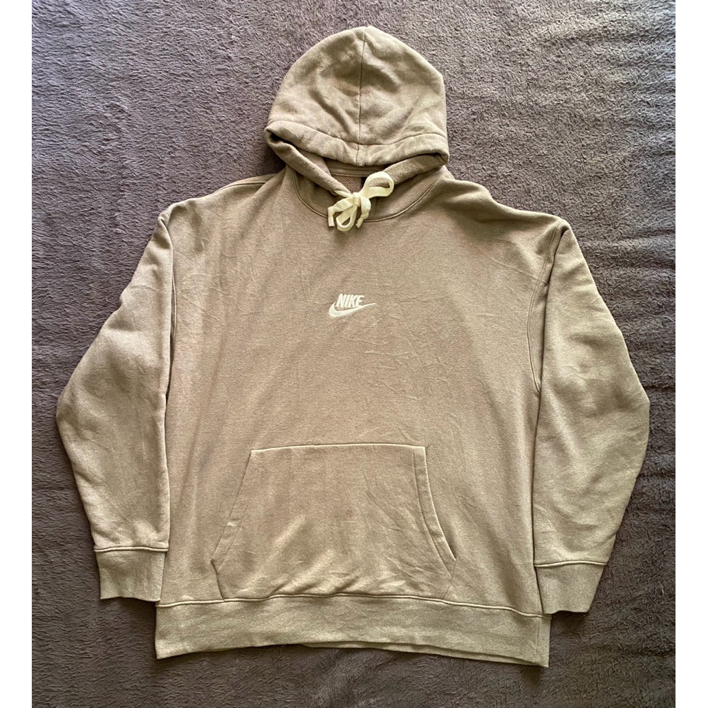 Nike Center Brown Hoodie Embroidered Distressed Fade Swoosh