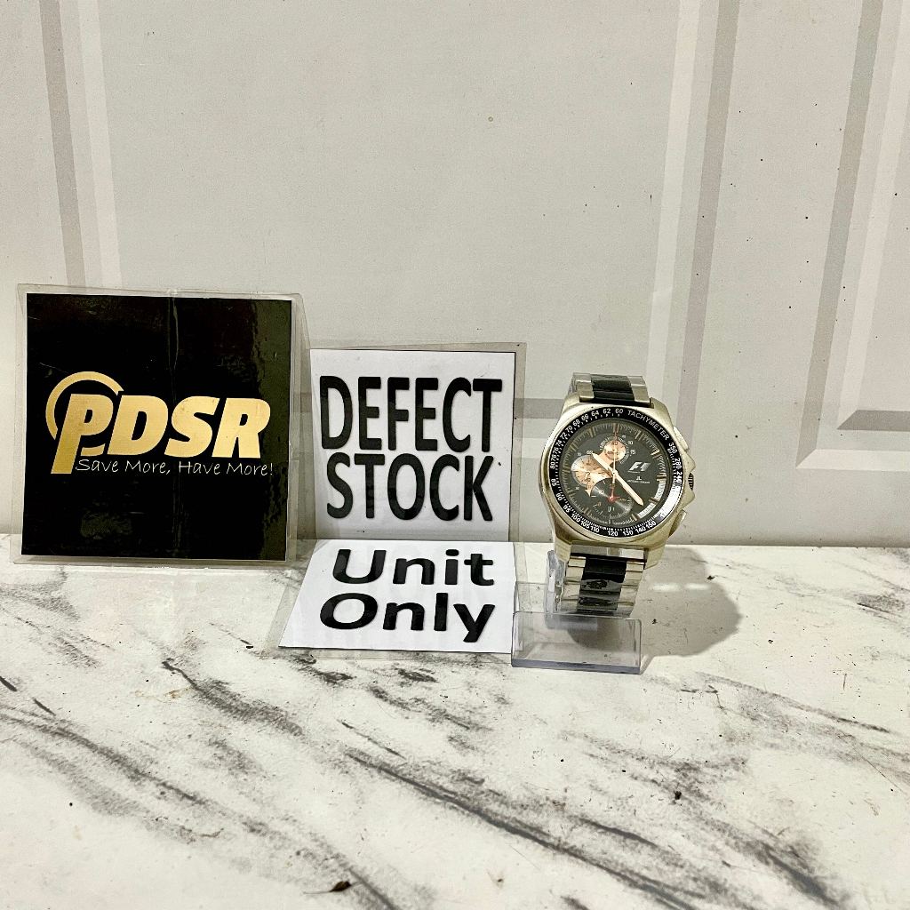 JAM TANGAN F1 FORMULA ONE SLVR BLK F-5015 JACQUES LEMANS CHRONO UNIT ONLY ORIGINAL RESMI (DEFECT)