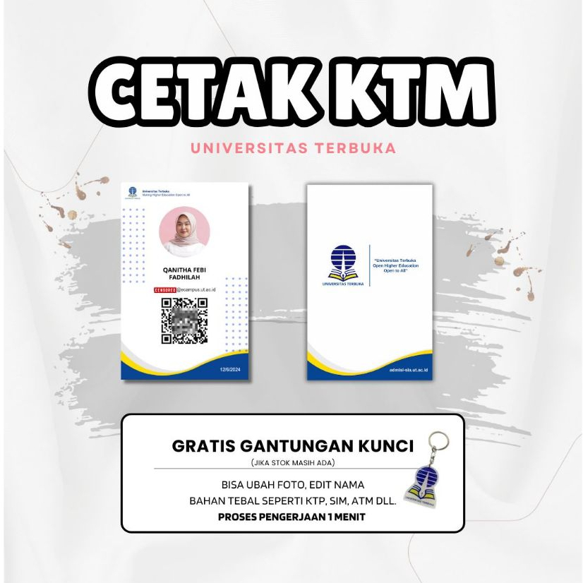 PAKET Cetak KTM UT + LANYARD Bisa ganti Foto dan edit nama (Proses Cetak KTM 1 MENIT)