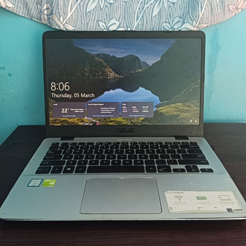 Asus X405UQ/Intel Core i5 gen 7/SSD 128GB/Nvidia GeForce 940MX - Laptop Gaming Dual VGA Nvidia