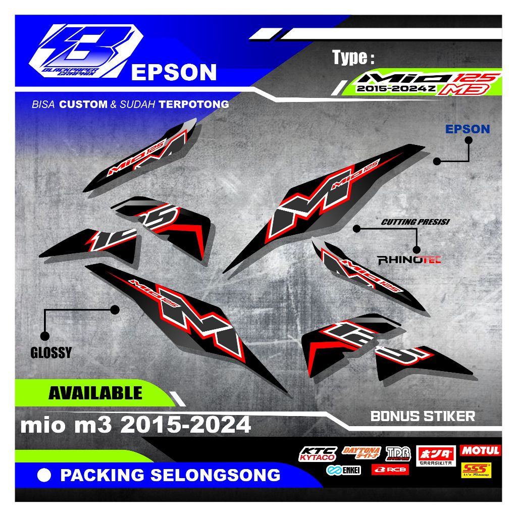 [MOO 002] Striping Motor Mio 125 M3 Terbaru Vinyl Keren Warna Banyak