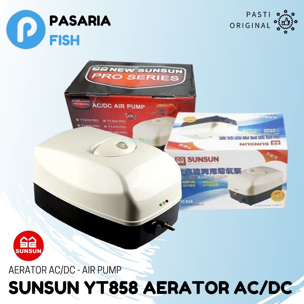SUNSUN Aerator/Airator AC/DC YT858/Air Pump YT 858 POMPA Udara Kolam Ikan