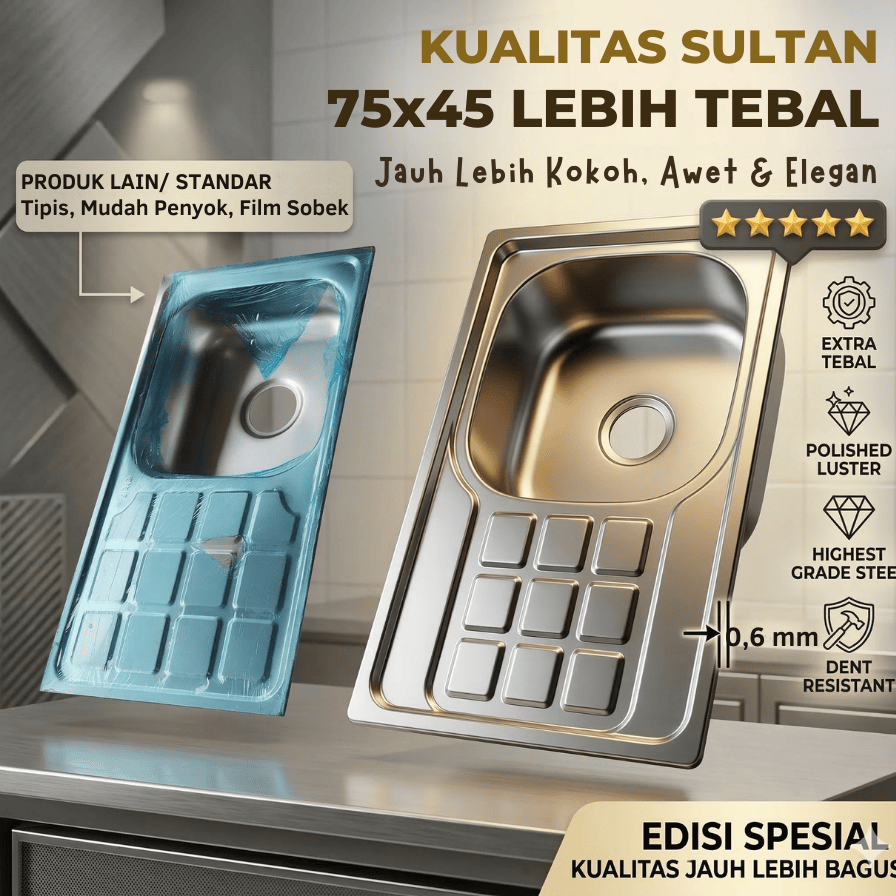 WASTAFEL SINK Cuci Piring PORTABLE SULTAN - Setara Merk Royal Kualitas Berani Di Adu - Full Set
