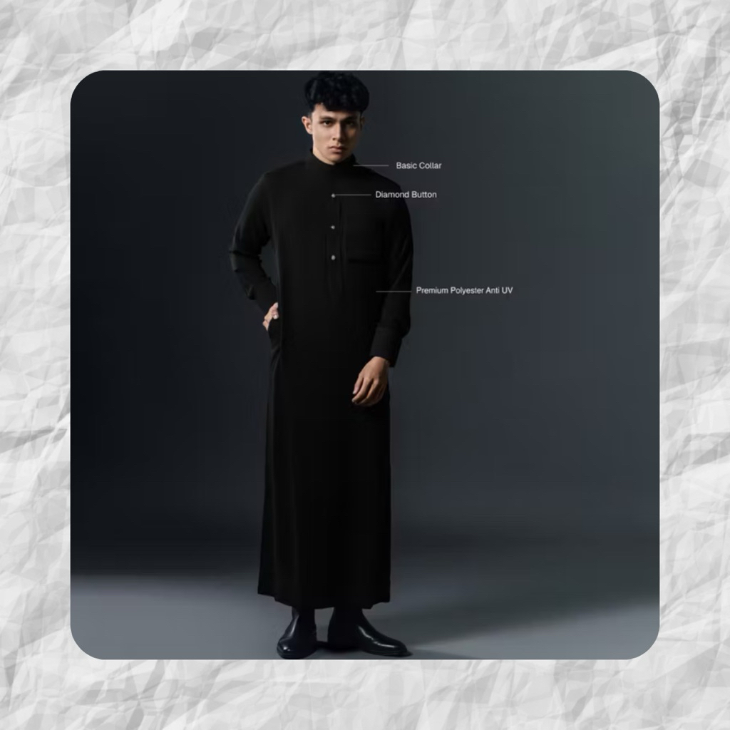 [NWT] Jubah Gamis Pria Pedro Diamond Black S | Thobe Studio