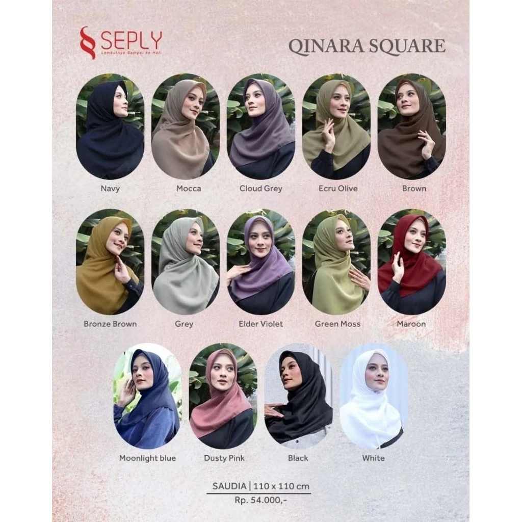 Seply Hijab Qinara Square White