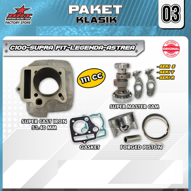 PAKET KLASIK 3 & 8 TOURING BORE UP BRT C100 ASTREA GRAND SUPRA X SUPRA FIT REVO 100 LEGENDA PRIMA WI