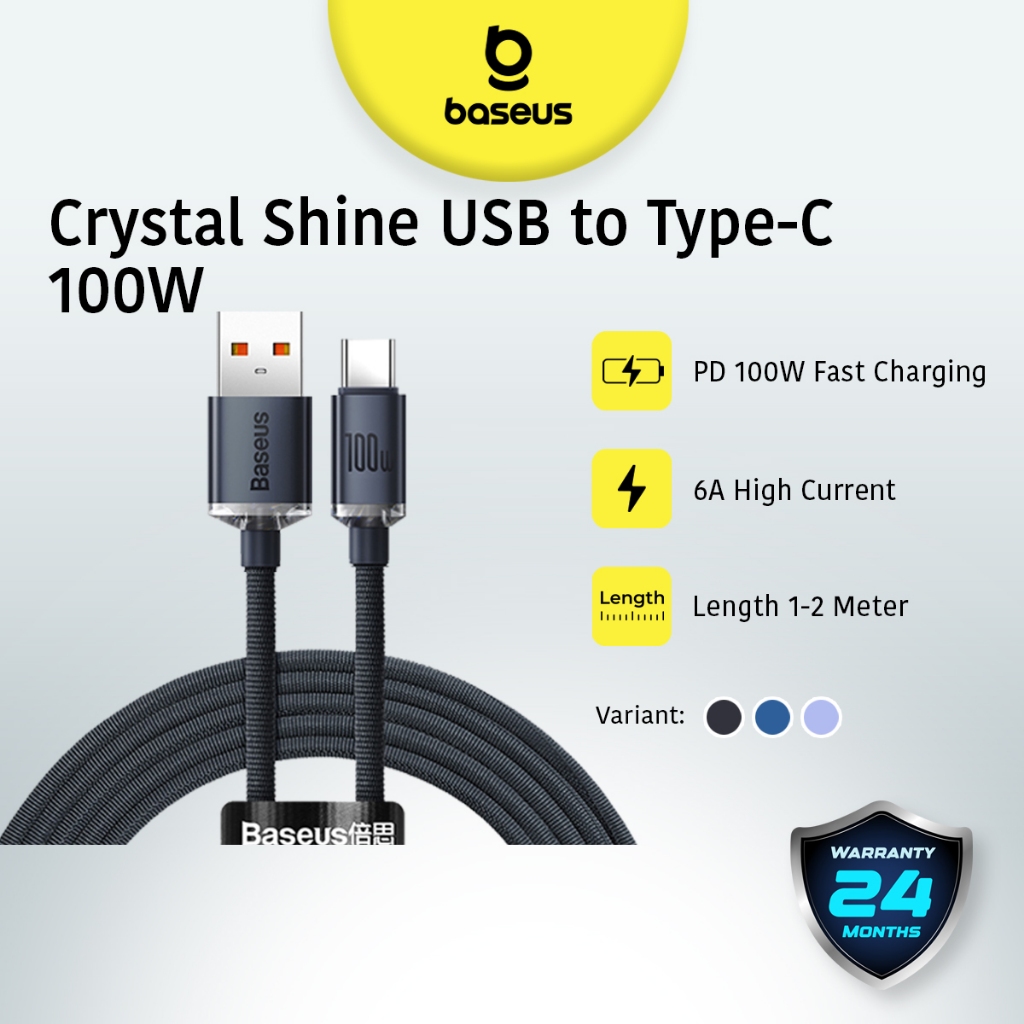 Baseus Crystal Shine Series Kabel Charger USB A to C 2M - CAJY05
