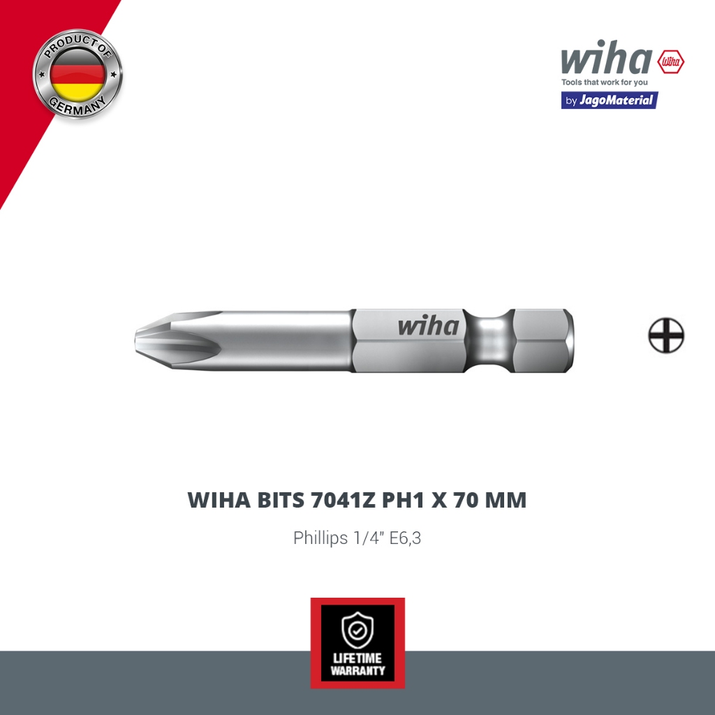 Wiha Bits 7041Z PH1 X 70mm - Mata Obeng