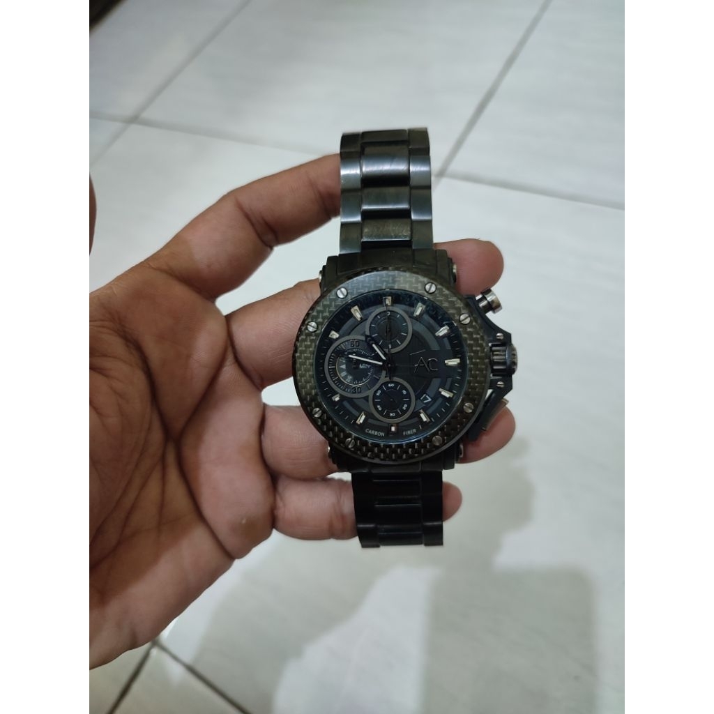 Jam cowo AC 9205 Carbon fiber Chronograph