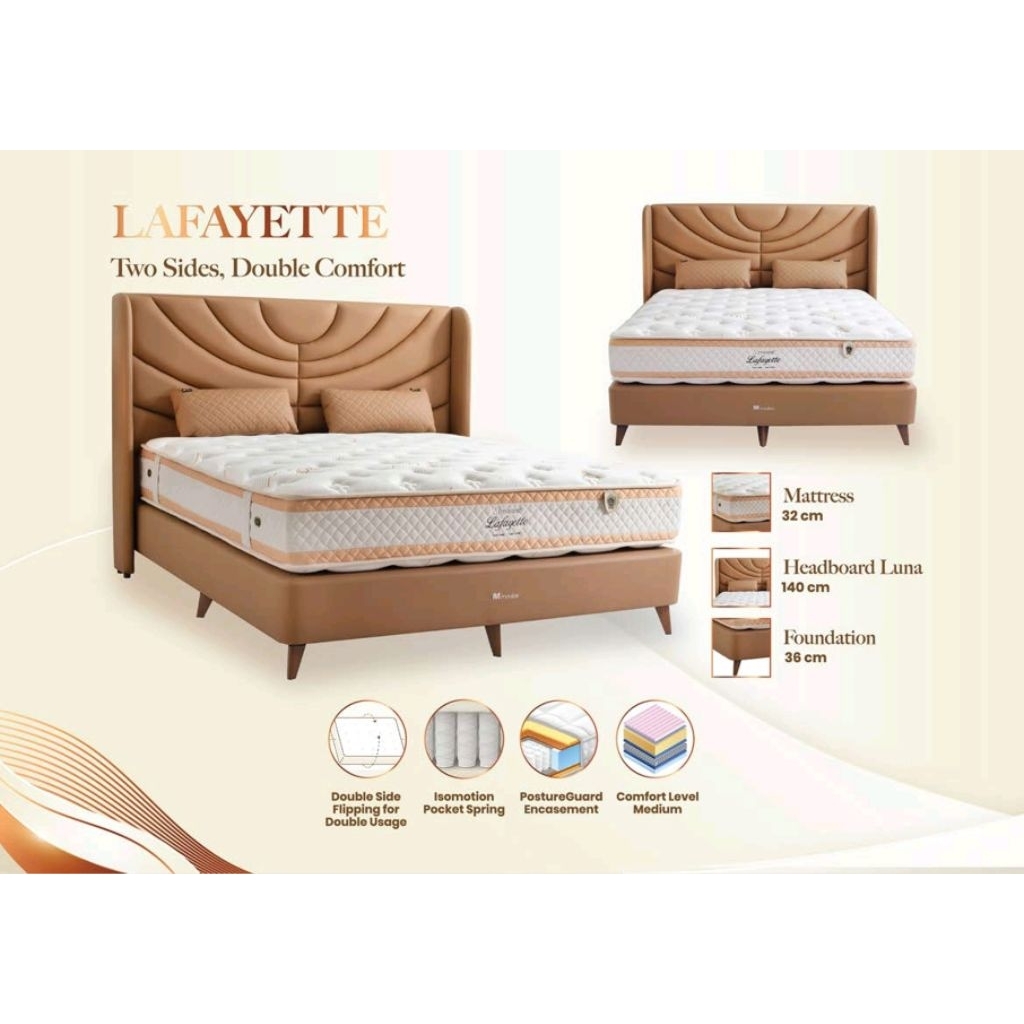 Set Modis Springbed Asli original type Lafayette set atau hanya kasur tebal 32 cm , ukuran lengkap 1
