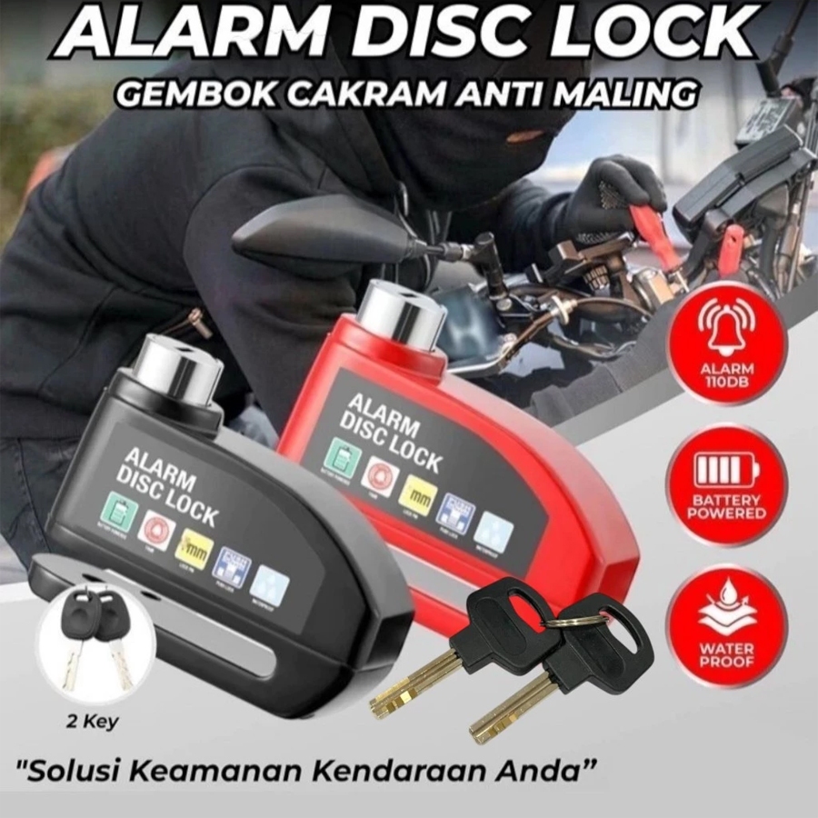 Awdi Gembok Alarm Cakram 6mm AW-GAC6 Alarm Disc Lock Stainless Steel Anti Gergaji 4 Anak Kunci