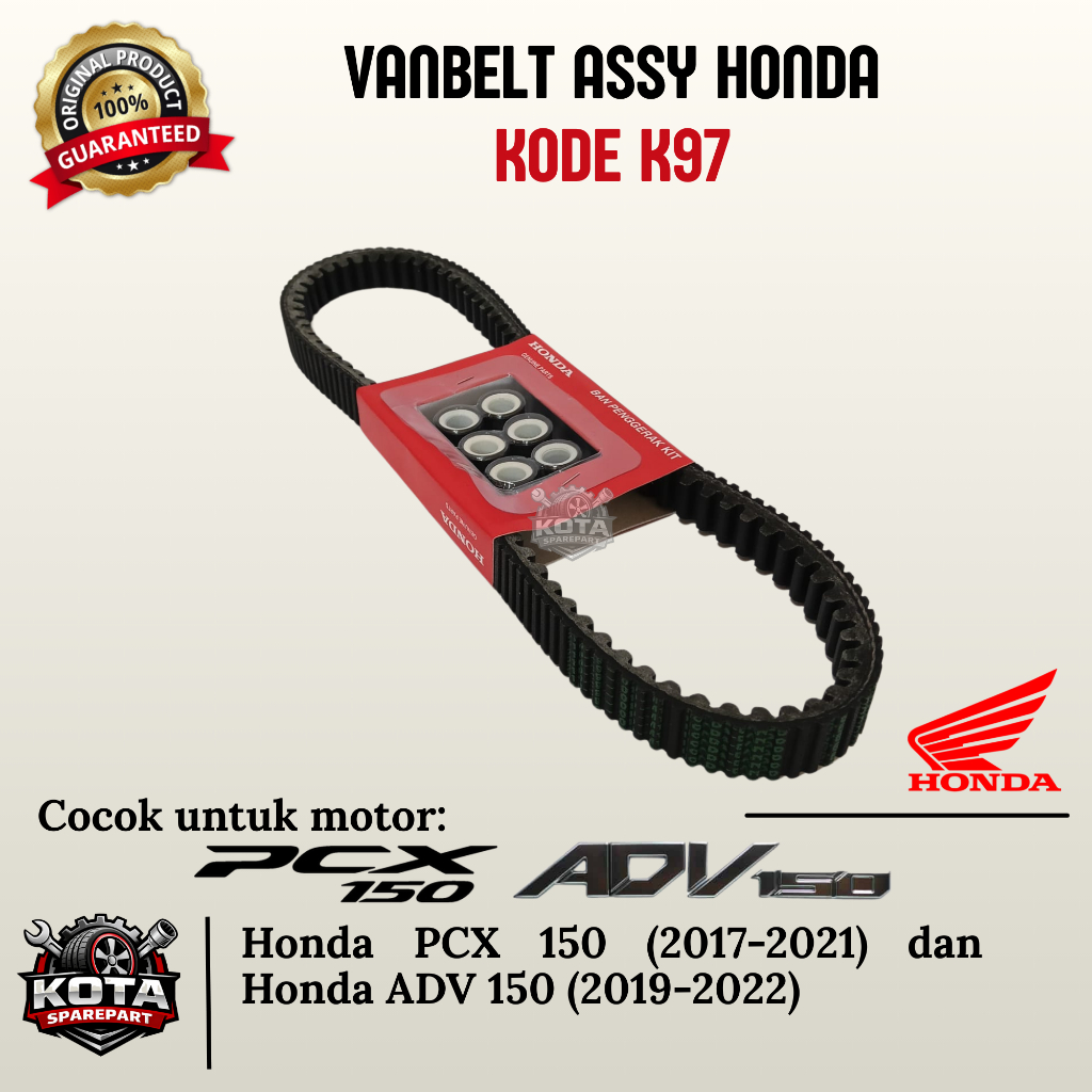 VANBELT ASSY ORIGINAL HONDA KODE K97 UNTUK MOTOR HONDA PCX 150 (2017-2021) DAN HONDA ADV 150 (2019-2