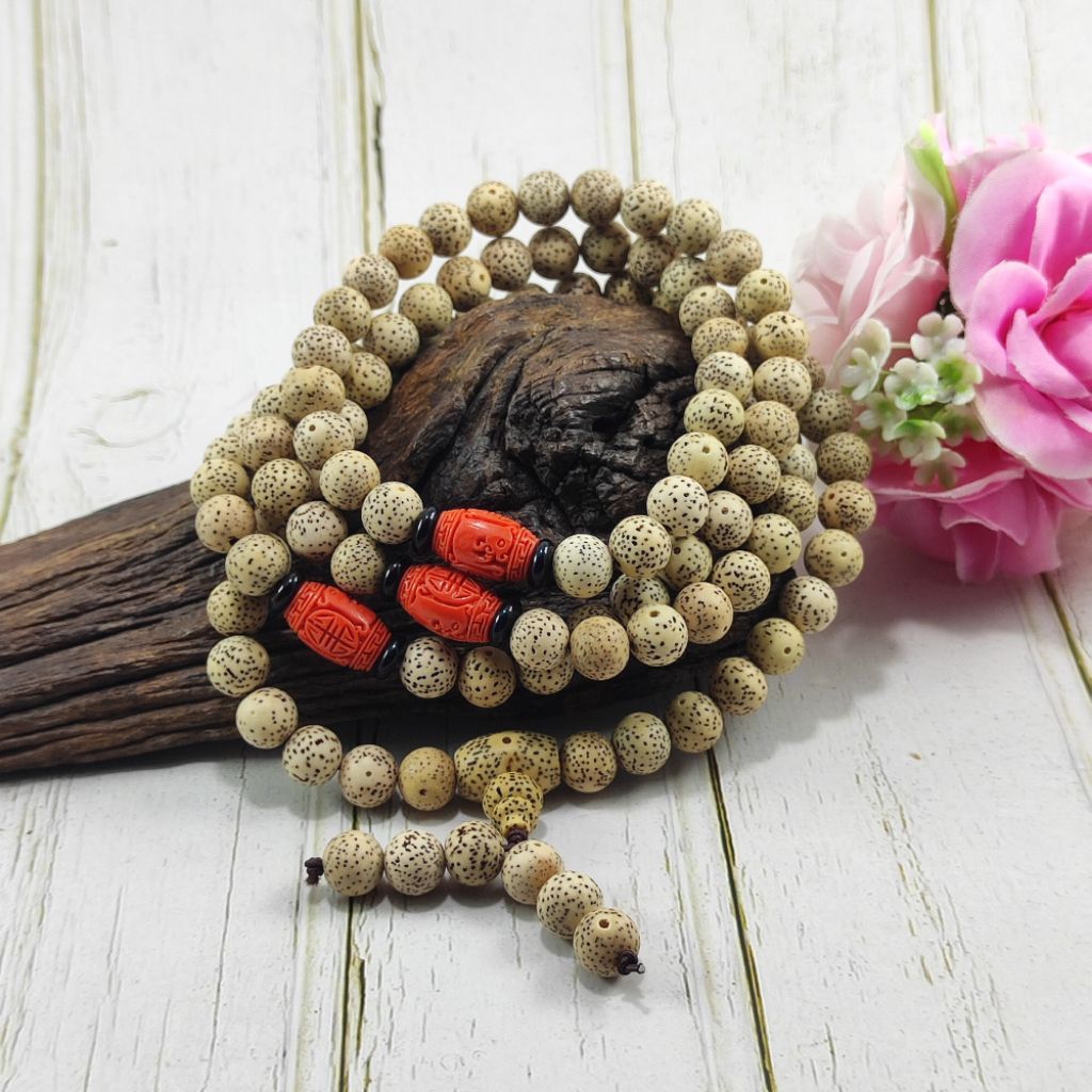 TASBIH BUDDHIST 108 BIJI BODHI PUTIH D10