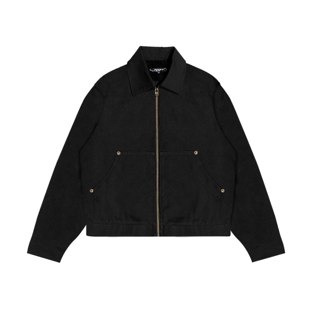 Sociale - Work Jacket Retro Hitam Polos Jaket Pria