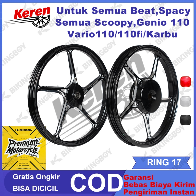 VELG BIKINGBOY RACING CNC RING 17 Untuk Beat, Scoopy,Genio,Spacy,Vario 110/110fi/Karbu PNP UK 140/17