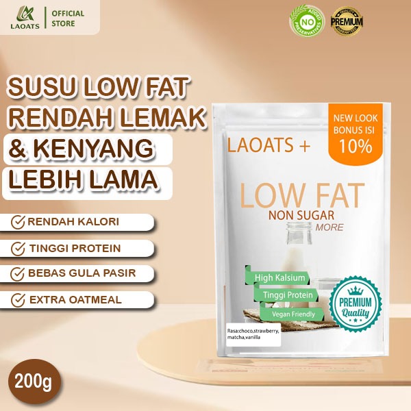 Susu Low Fat Tinggi Protein | Minuman Diet Rendah Lemak Laoats