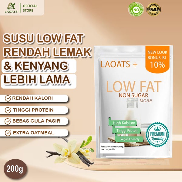 Susu Rendah Lemak Tanpa Gula | Minuman Diet Low Fat Tinggi Protein Laoats