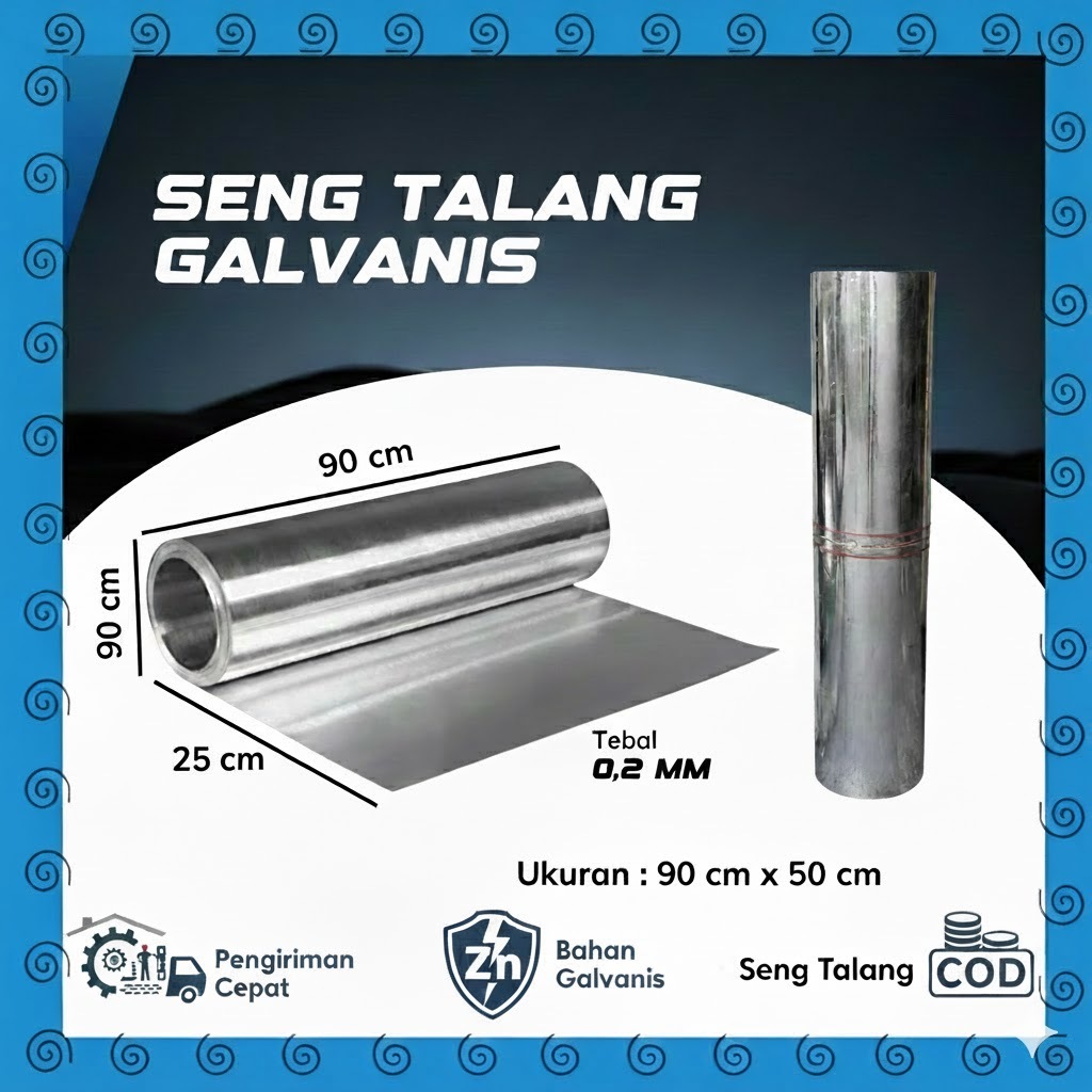 Seng talang galvanis roll 55 cm x 25 cm / plat seng galvanis lembaran potongan