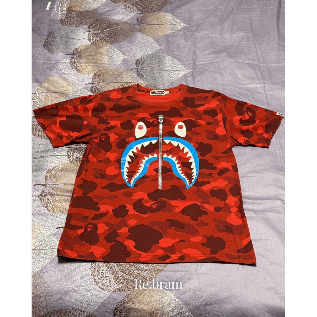BAPE Shark Camo Red T-Shirt A Bathing Ape Full Print (second)